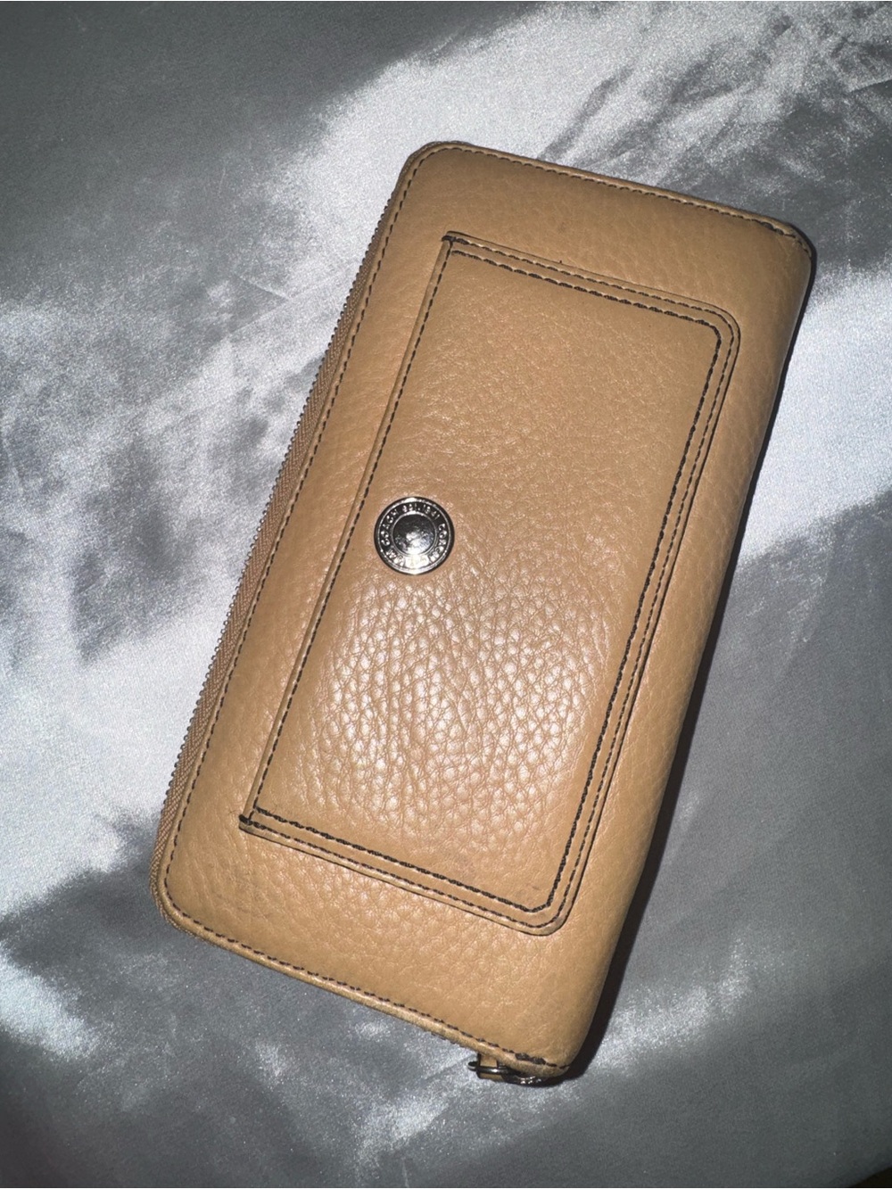Coach Neutral Tan Leather Zip Wallet